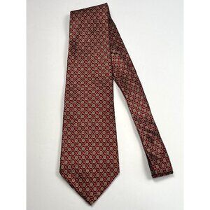 Corporate Collection JOS. A BANK Mens 100% Silk Maroon Geometric NECKTIE Tie EUC